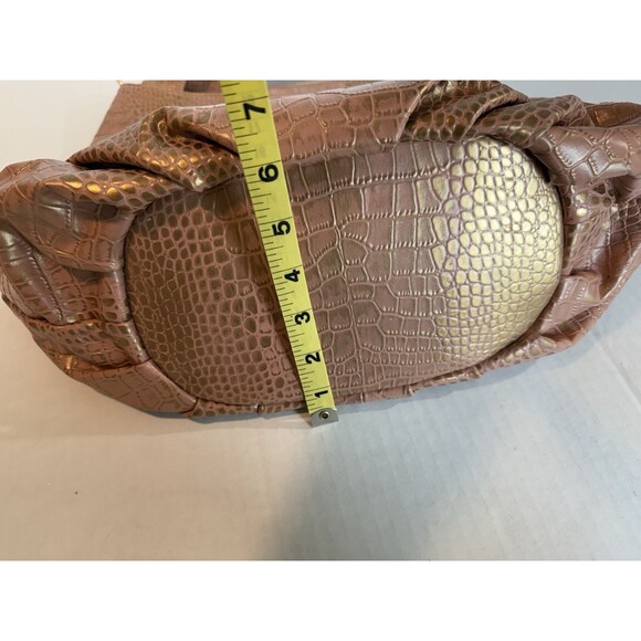 Tabelina Large Shoulder Bag Crossbody Hobo Rose Pink/Gold Croc Like Valentina - Picture 6 of 16